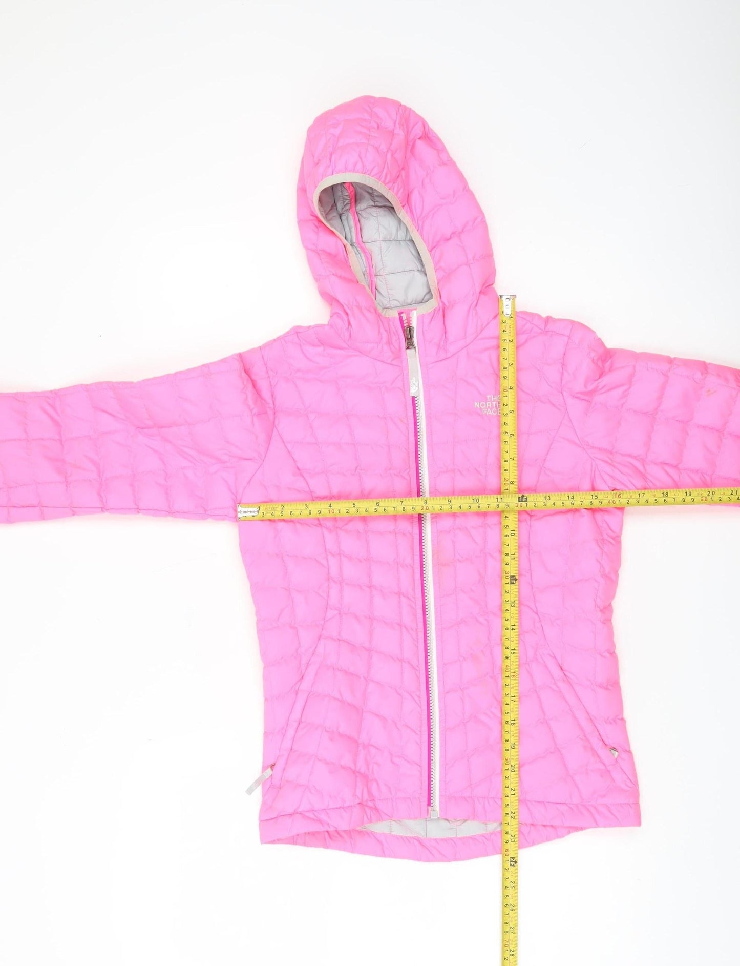 The North Face Girls Pink Hooded Puffer Jacket Size 10 Years Polyester