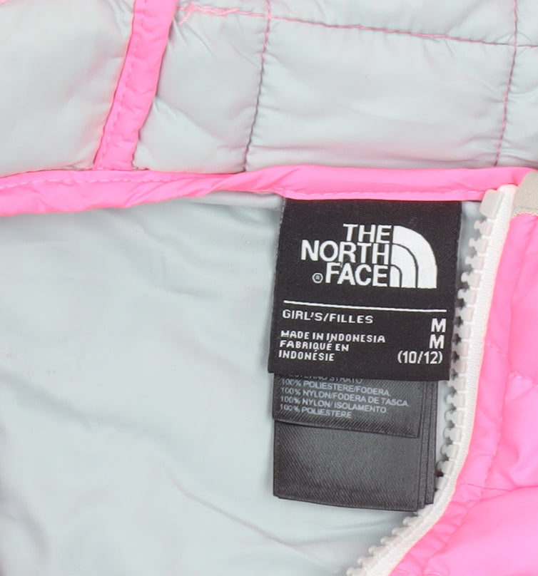 The North Face Girls Pink Hooded Puffer Jacket Size 10 Years Polyester