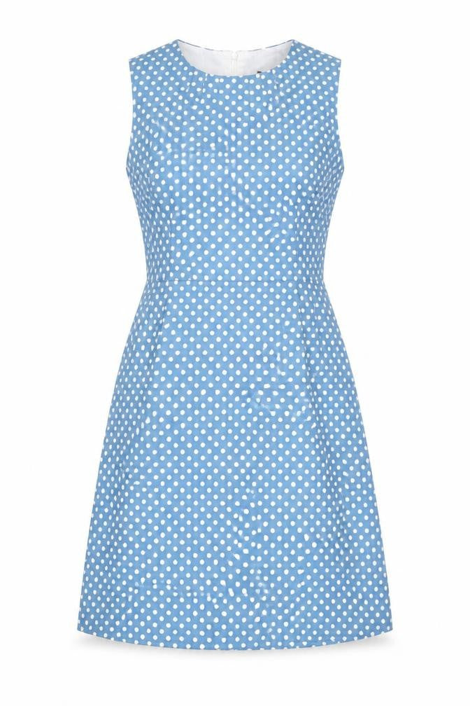 Pop England Women’s Blue Polka Dot A-Line Knee Length Dress Size 2