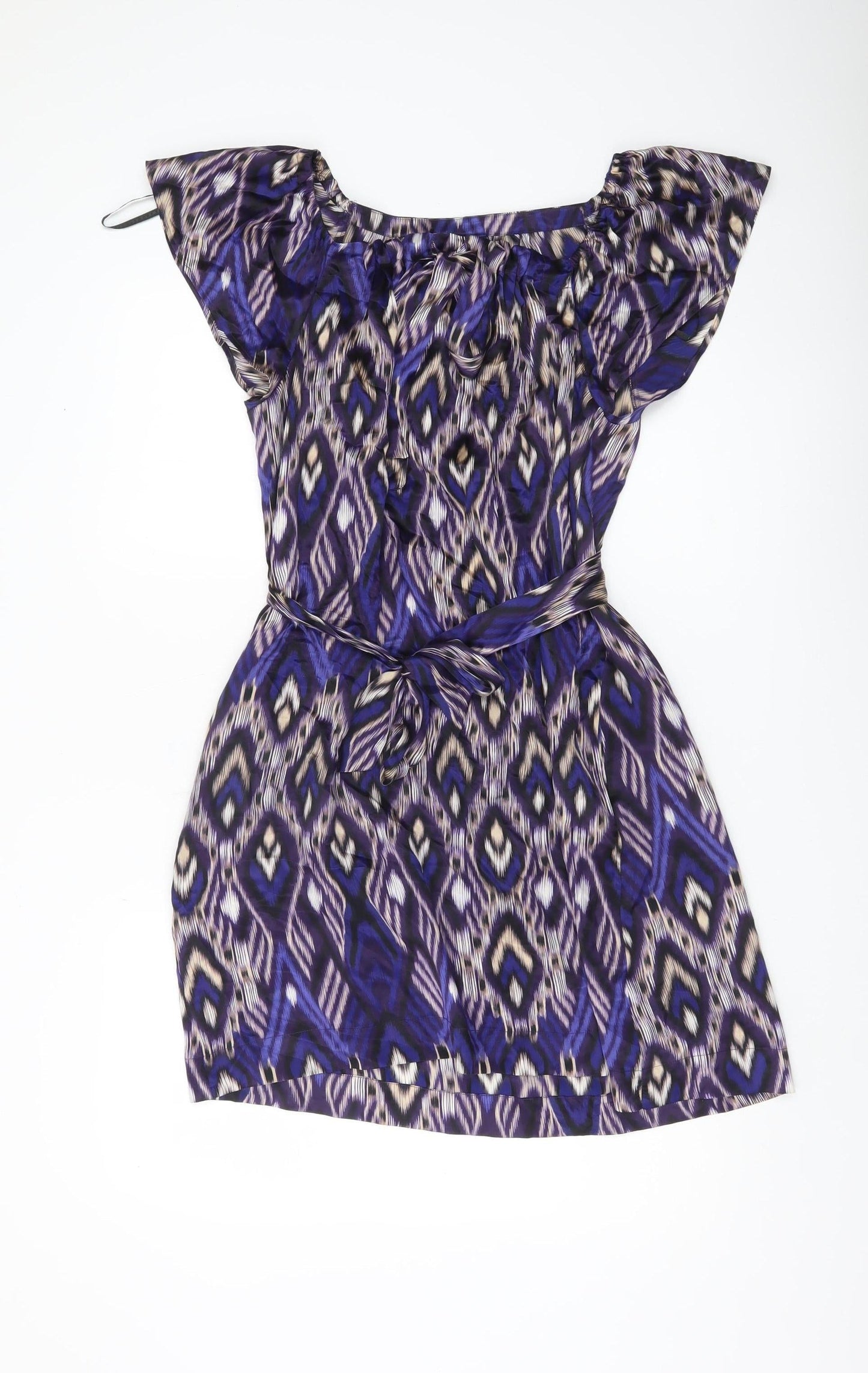 HJKLM Women’s Purple Silk Geometric Shift Dress Size 10