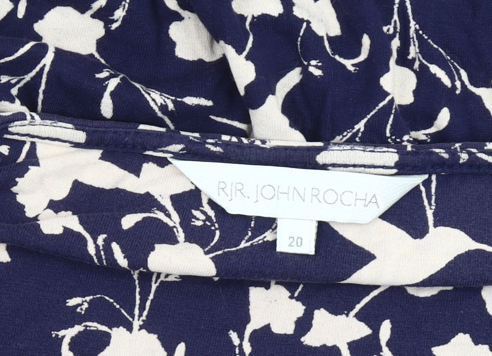 RJR John Rocha Women's Blue Floral Tunic Blouse Size 20