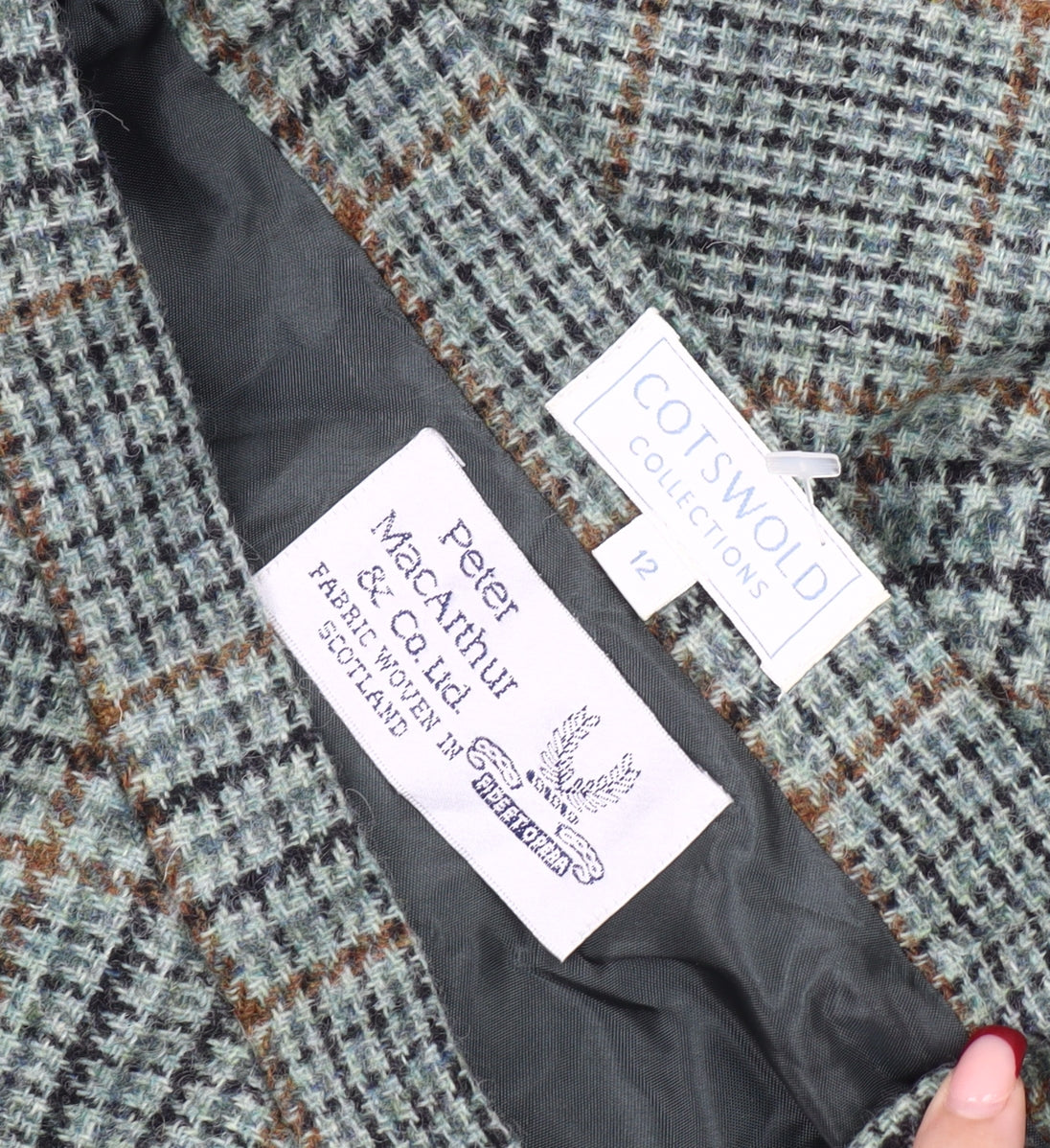 Cotswold Collections Women’s Multicoloured Wool A-Line Midi Skirt Size 12