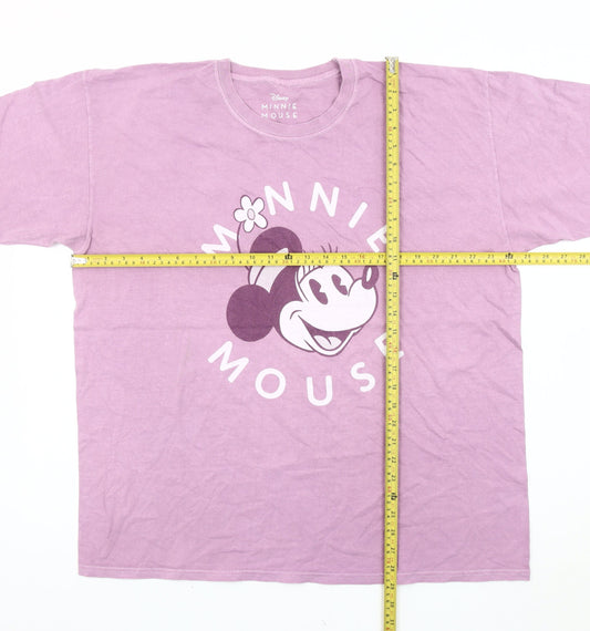 Disney Women’s Purple Minnie Mouse T-Shirt Size L Cotton Short Sleeve