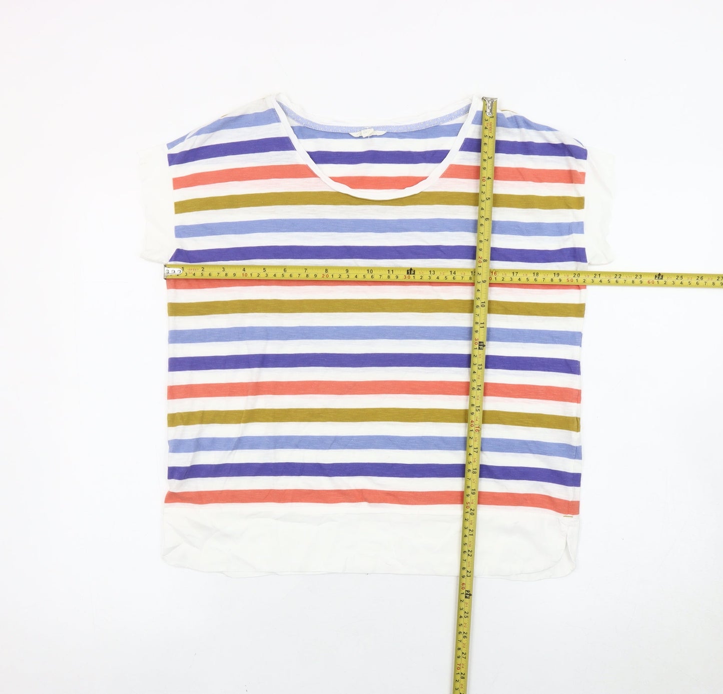 White Stuff Womens Multicoloured Striped T-Shirt Size 8 Cotton