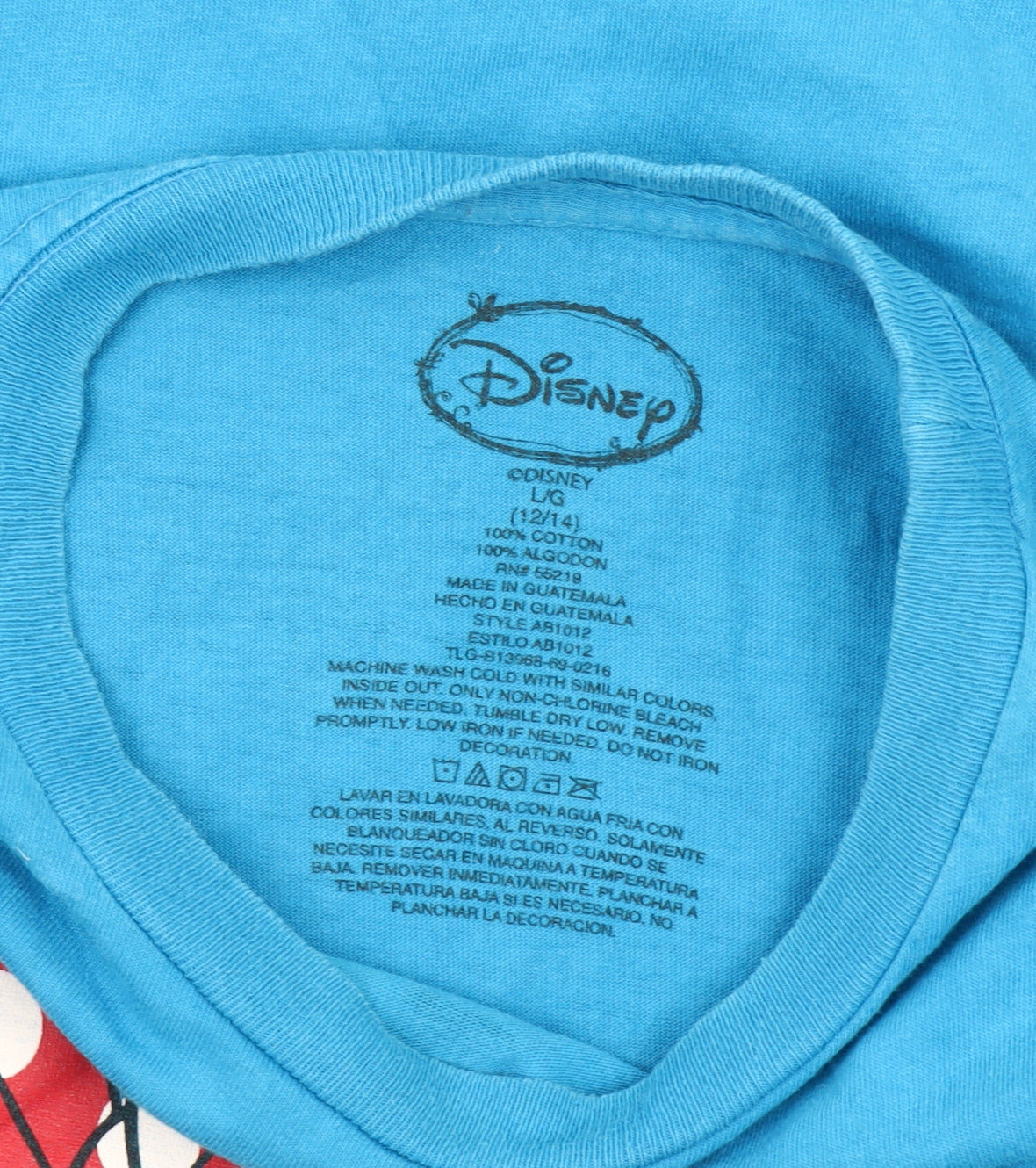 Disney Teens Blue Minnie Mouse Graphic T-Shirt Size 12 Cotton