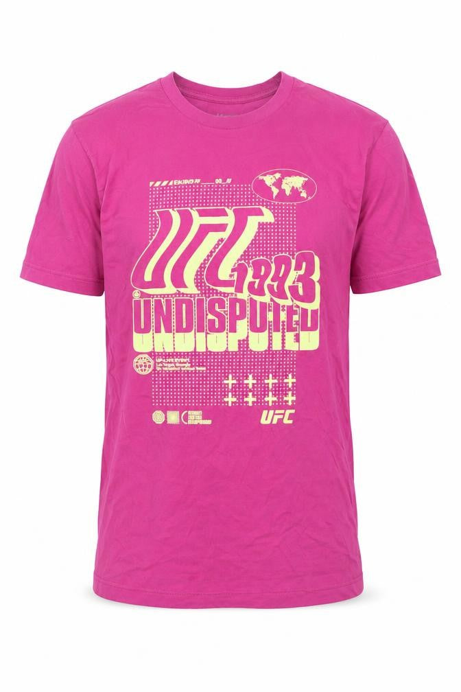 UFC Mens Pink Graphic Print T-Shirt Size L Sports Cotton Tee