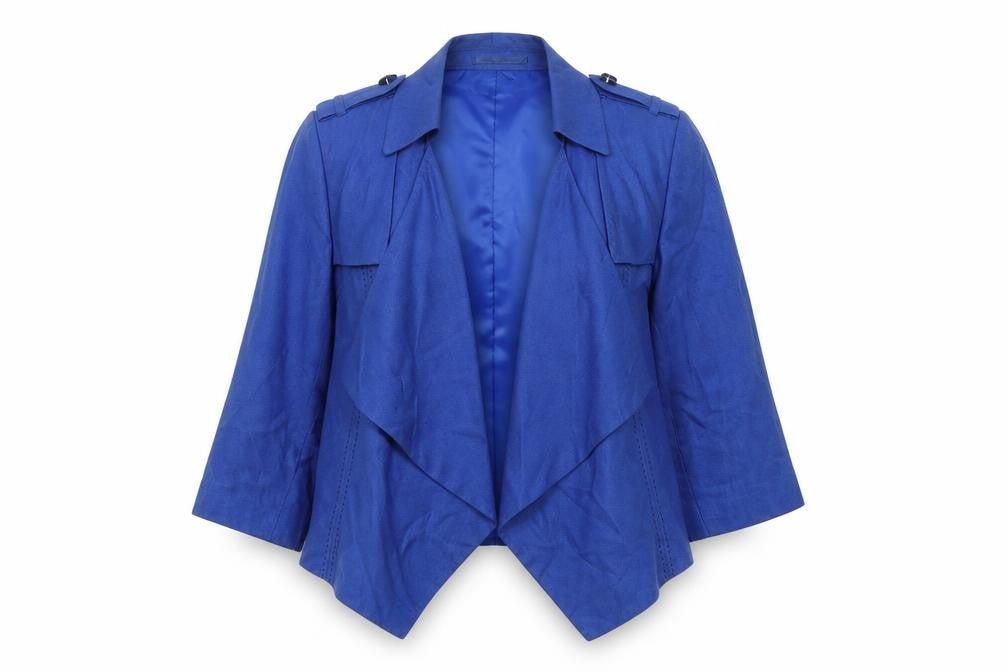 Marks and Spencer Women Blue Linen Viscose Blazer Size 14