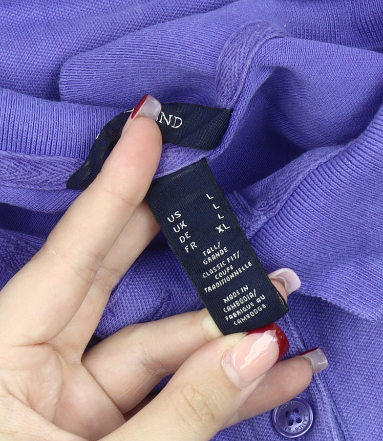 Lands' End Men's Purple Polo Shirt Classic Fit L Short Sleeve