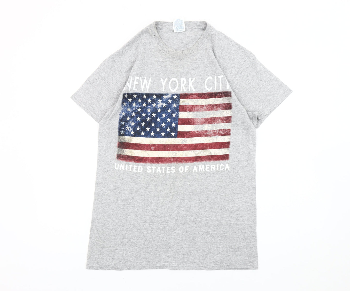 Delta Men’s Grey USA Flag New York City Graphic T-Shirt Size S