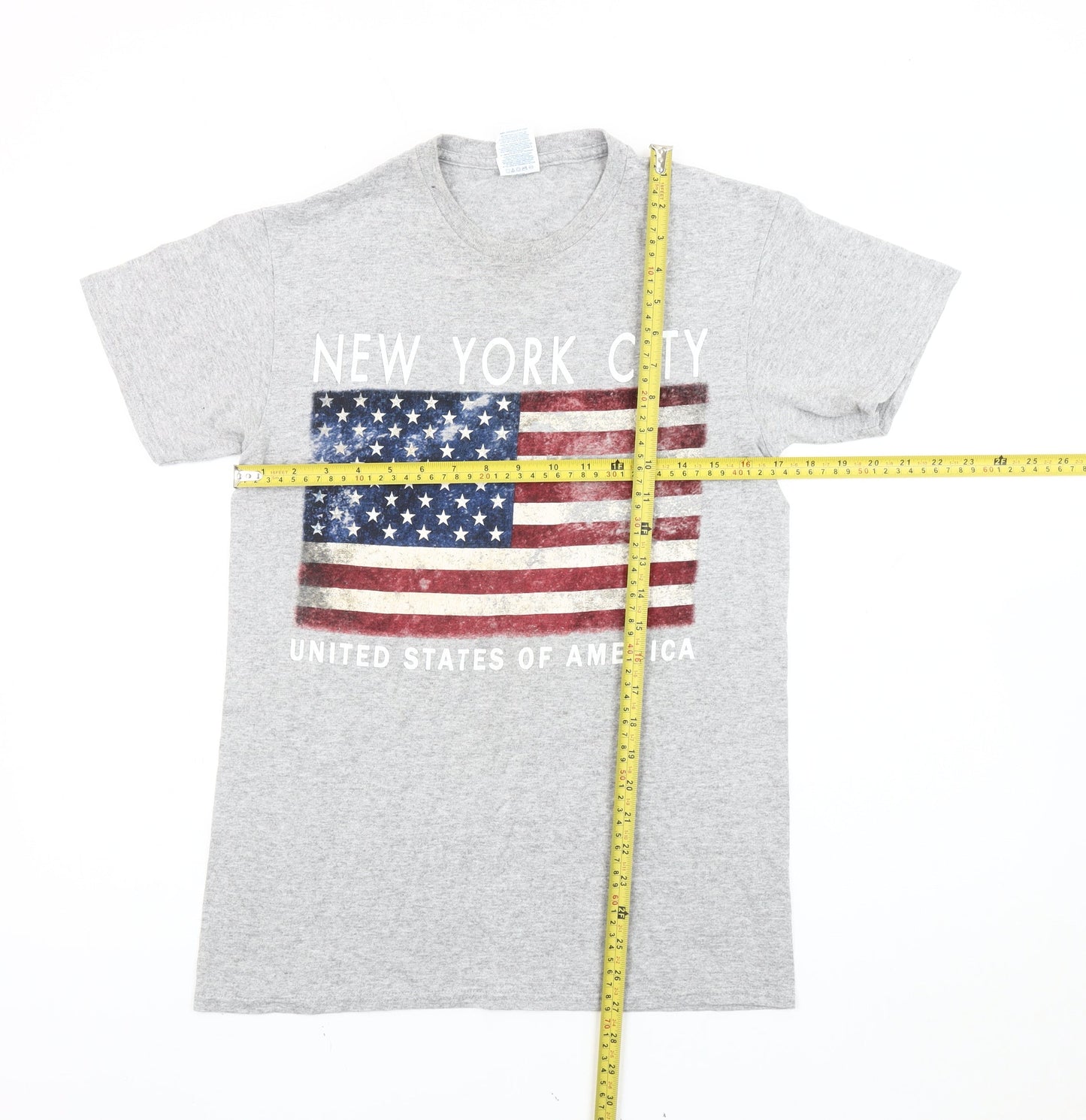 Delta Men’s Grey USA Flag New York City Graphic T-Shirt Size S