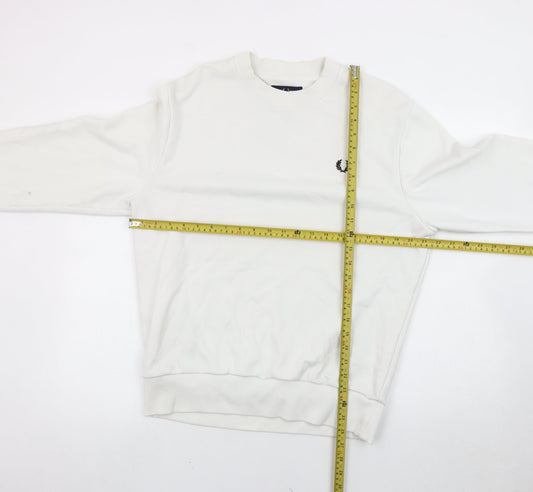 Fred Perry Men’s White L Pullover Sweatshirt Crew Neck Cotton