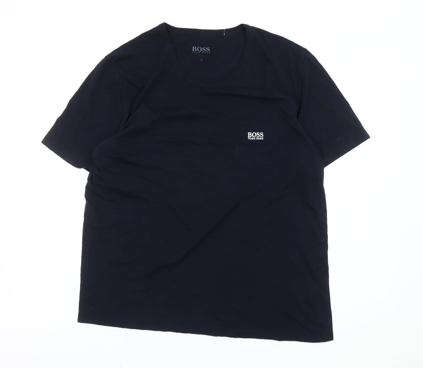 Hugo Boss Men’s Blue Cotton Crew Neck Logo T-Shirt Size L