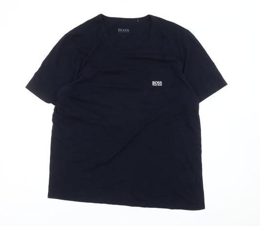 Hugo Boss Men’s Blue Cotton Crew Neck Logo T-Shirt Size L