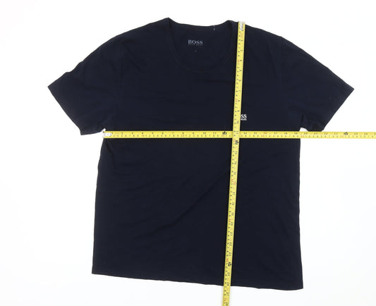 Hugo Boss Men’s Blue Cotton Crew Neck Logo T-Shirt Size L
