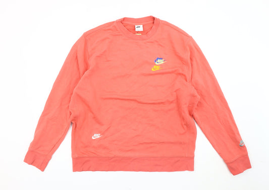 Nike Mens Pink XL Pullover Sweatshirt Logo Graphic Crew Neck