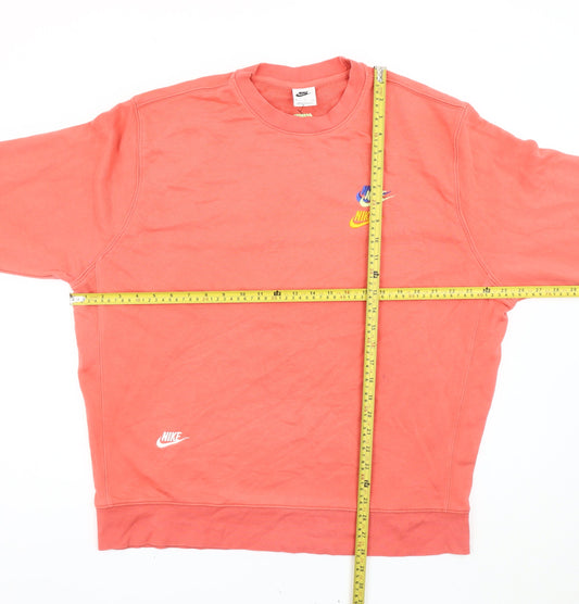 Nike Mens Pink XL Pullover Sweatshirt Logo Graphic Crew Neck