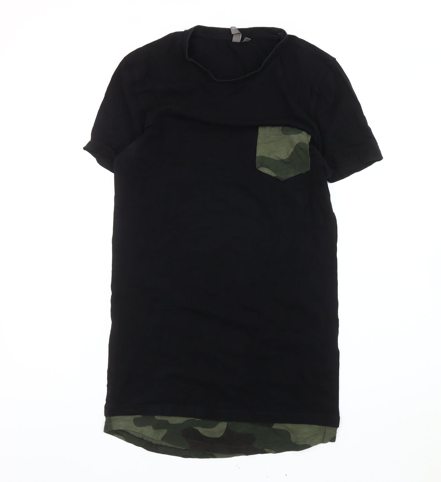 ASOS Men’s Black Camouflage Pocket T-Shirt Size M Crew Neck