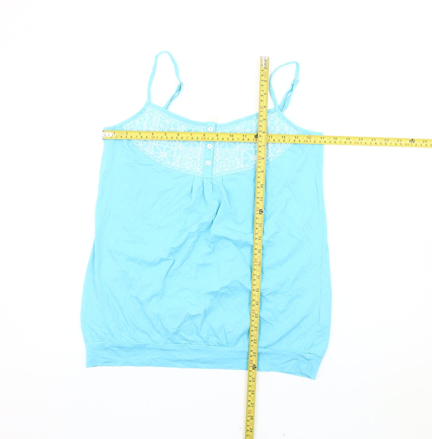 Monsoon Womens Blue Cotton Embroidered Camisole Tank Top L