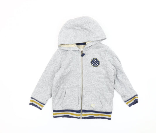 Mini Boden Harry Potter Boys Grey Hoodie 4-5Y Full Zip Fleece Lined