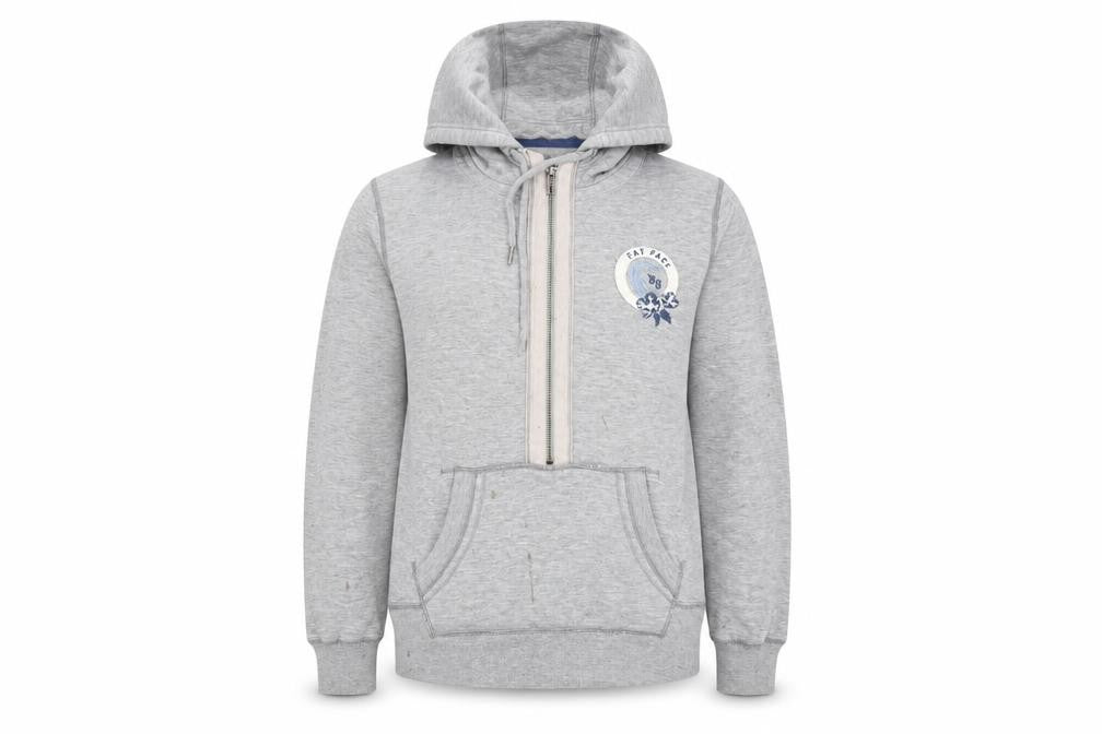 FatFace Womens Grey Hoodie Size 12 Pullover Zip Logo Casual