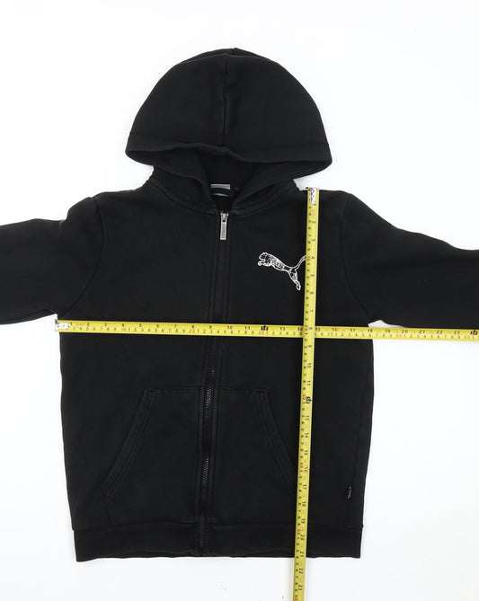 Puma Boys Black Full Zip Hoodie 14Y Fleece Logo Sportswear