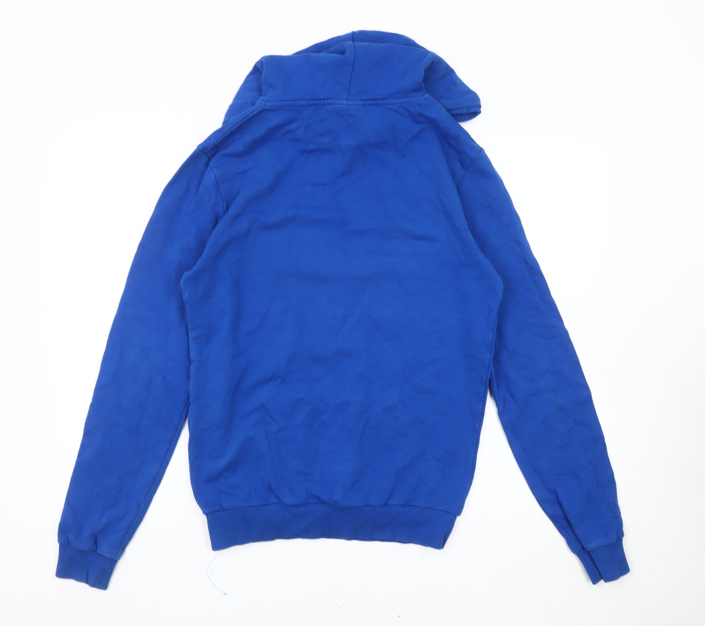 Hype Mens Blue Pullover Hoodie Small Logo Graphic Cotton Blend