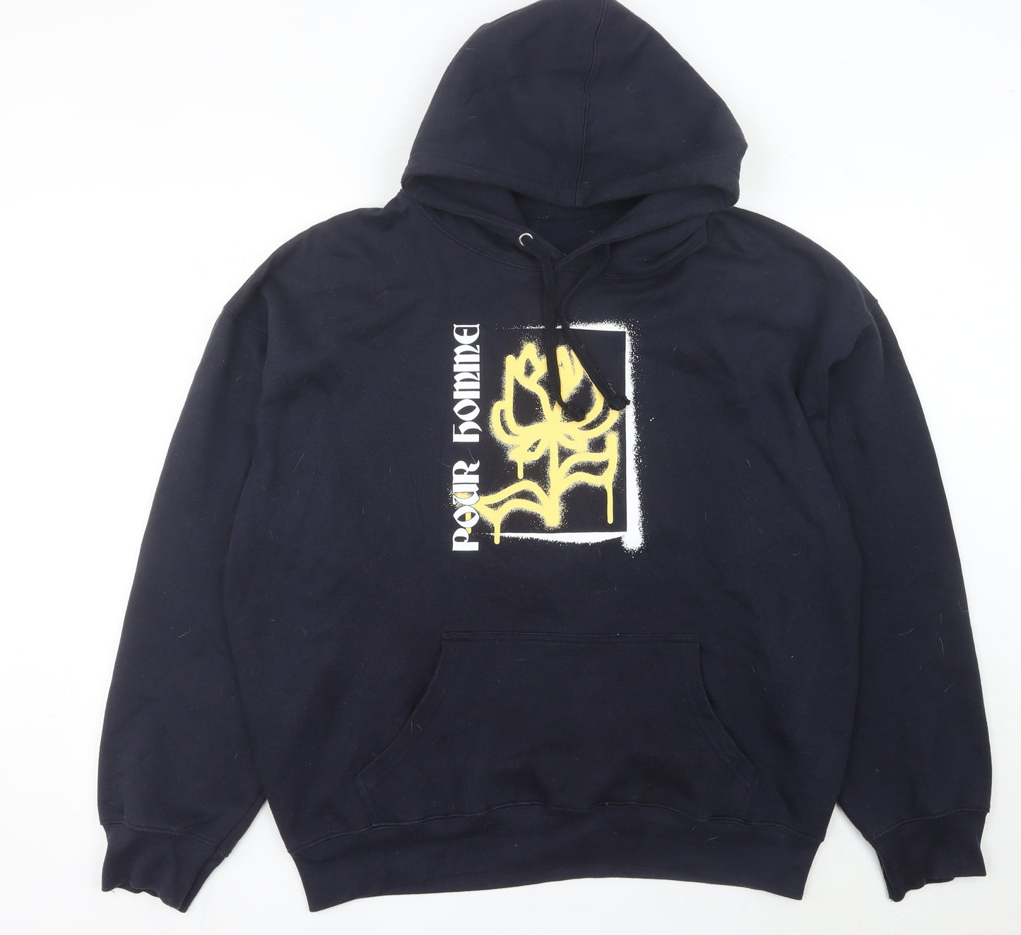 boohooMAN Men’s Black Pullover Hoodie L Graphic Print Logo