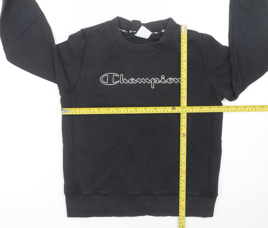 Champion Boys Black Medium Pullover Sweatshirt Crew Neck Logo Graphic