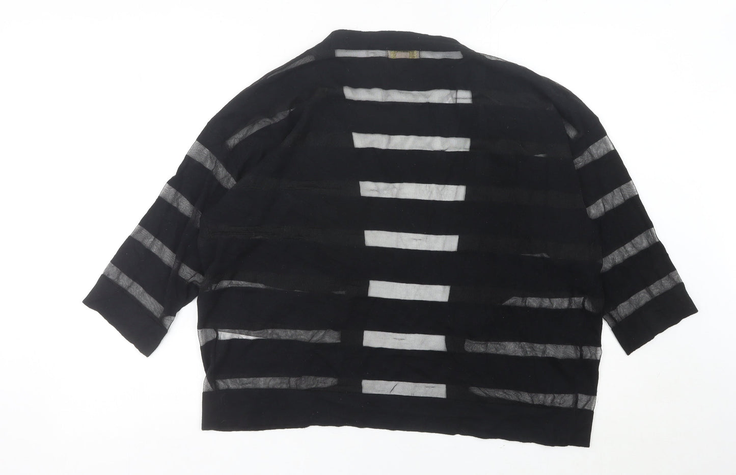 Plum Tree Womens Black Striped Open Knit Cardigan Size 18