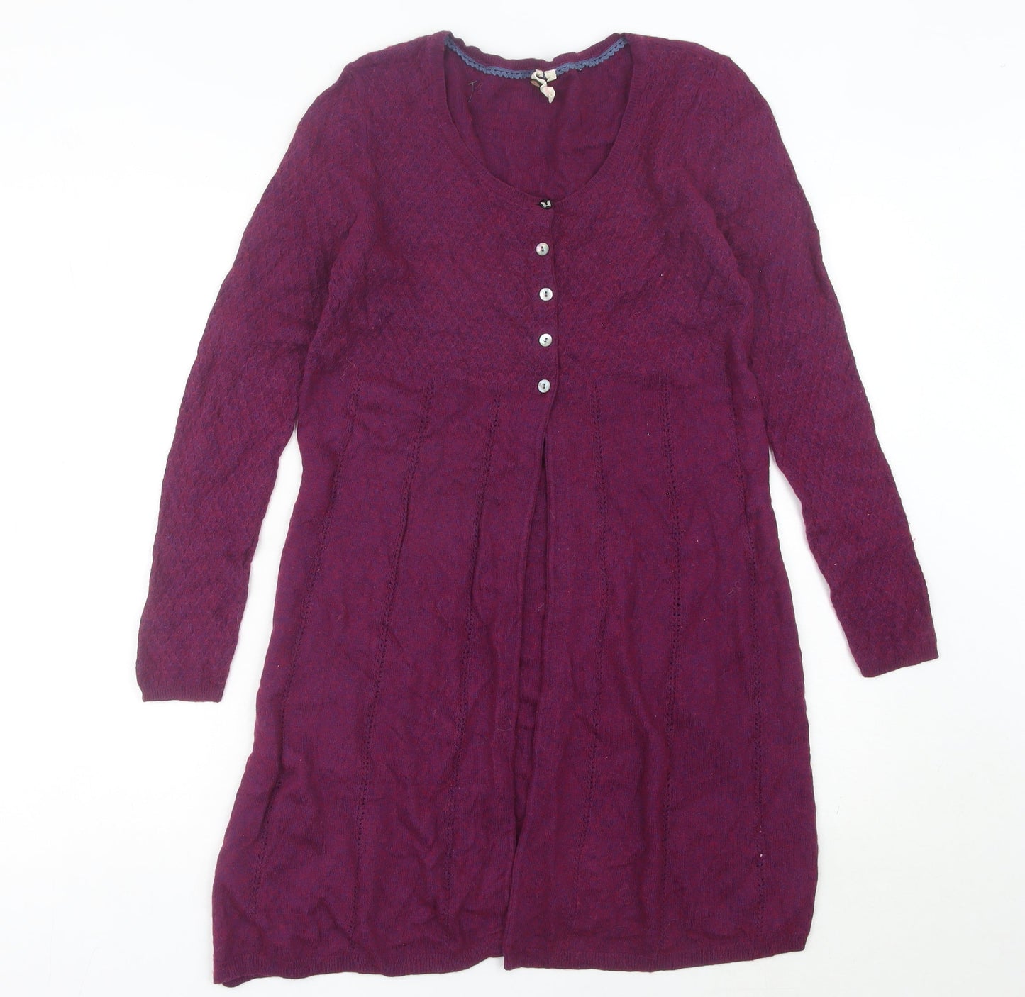 White Stuff Women's Purple Long Sleeve Cardigan Size 14 Wool Blend