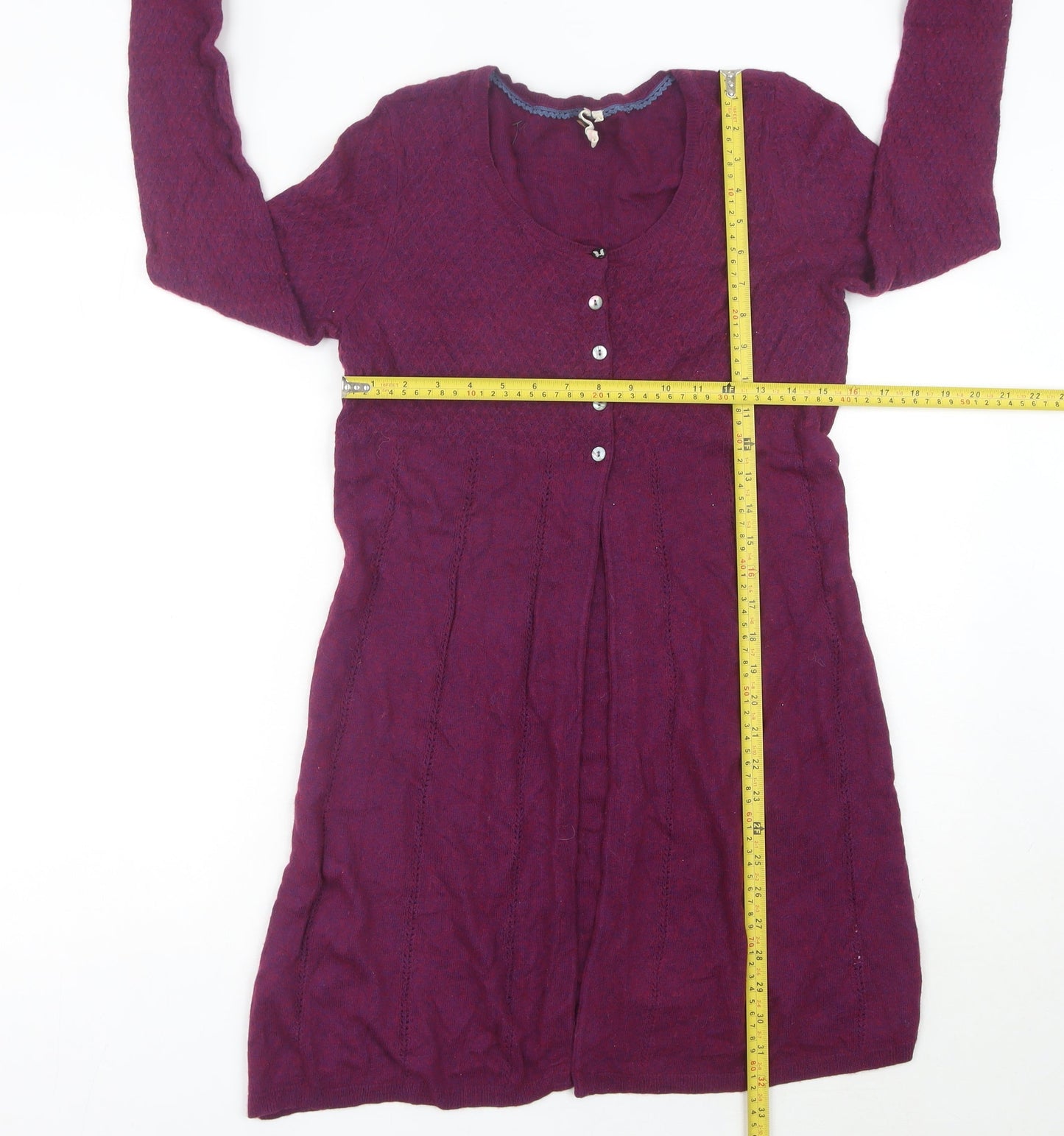 White Stuff Women's Purple Long Sleeve Cardigan Size 14 Wool Blend