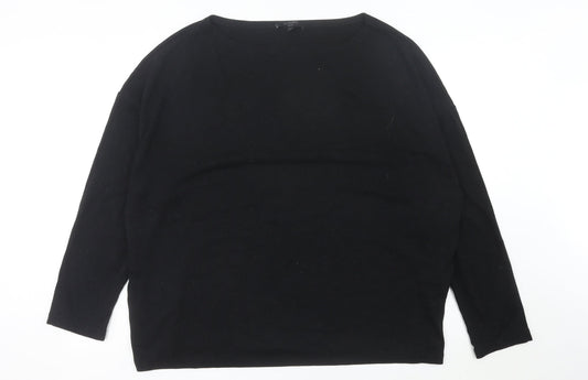 AllSaints Womens Black Medium Boat Neck 3/4 Sleeve Jersey Top