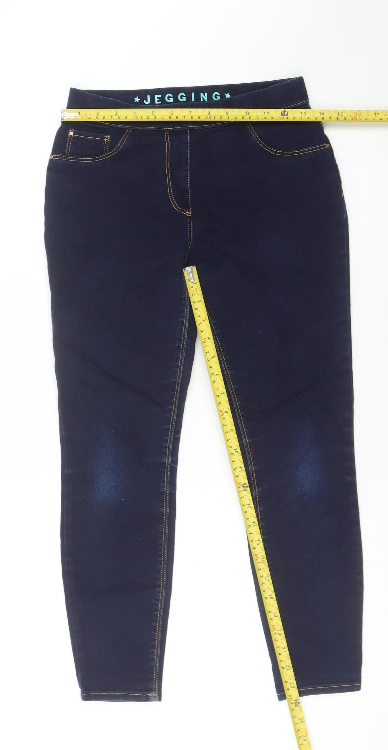 George Girls Blue Jegging Jeans 11-12 Years Slim Fit Elastic Waist