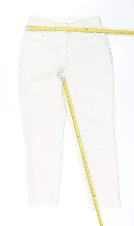 H&M Women Ivory Chino Trousers Size 12 Straight Leg Workwear