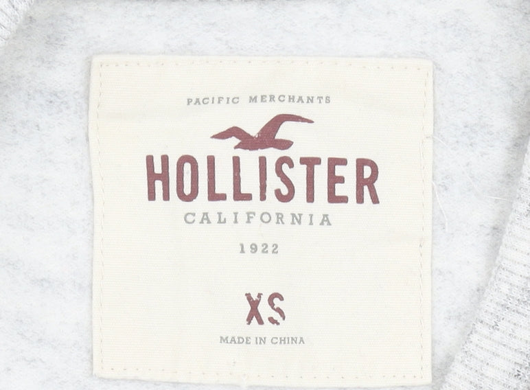 Hollister Womens Grey XS Pullover Sweatshirt Raglan Sleeve Logo