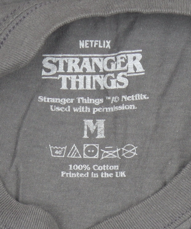 Stranger Things Hellfire Club Grey Unisex Adults T-Shirt M Short Sleeve Cotton
