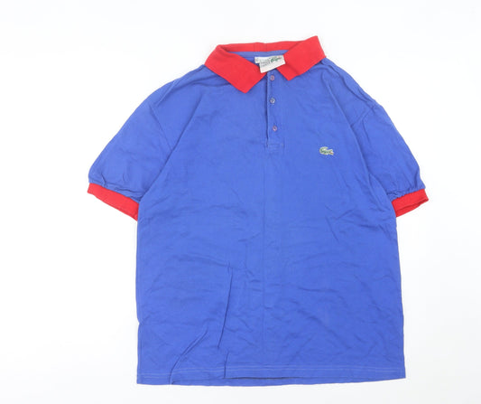 Lacoste Men’s Blue Red Collar Polo Shirt XL Cotton Vintage