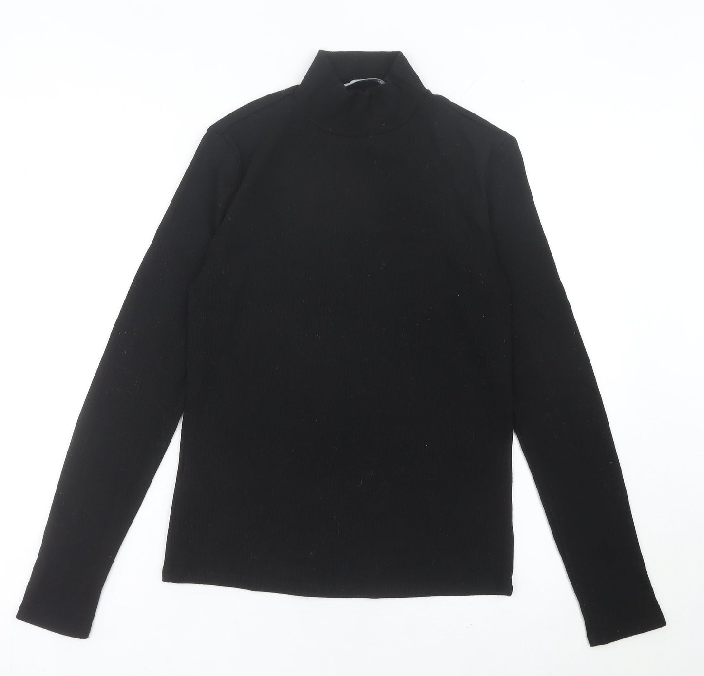 MNG Women's Black Mock Neck Long Sleeve Knit Top Size M