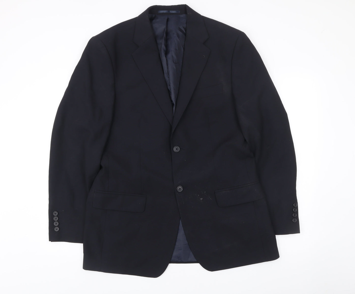 Next Men’s Black Wool Suit Jacket 40R Regular Fit Two Button