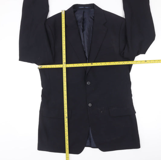 Next Men’s Black Wool Suit Jacket 40R Regular Fit Two Button