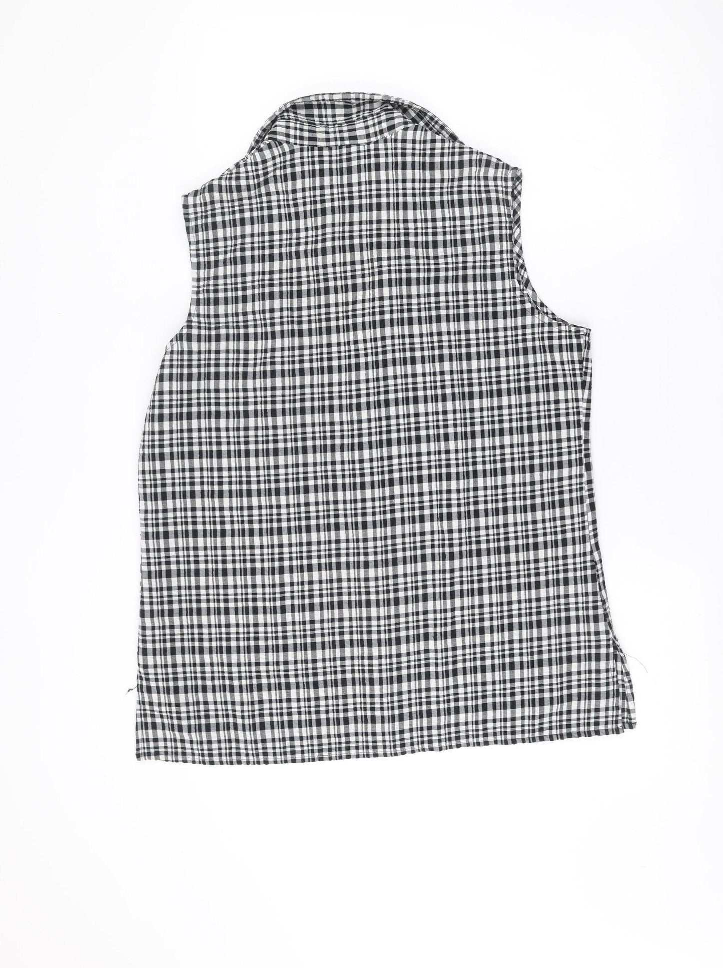 White Stag Women’s Black Checked Button-Up Shirt L Short Sleeve
