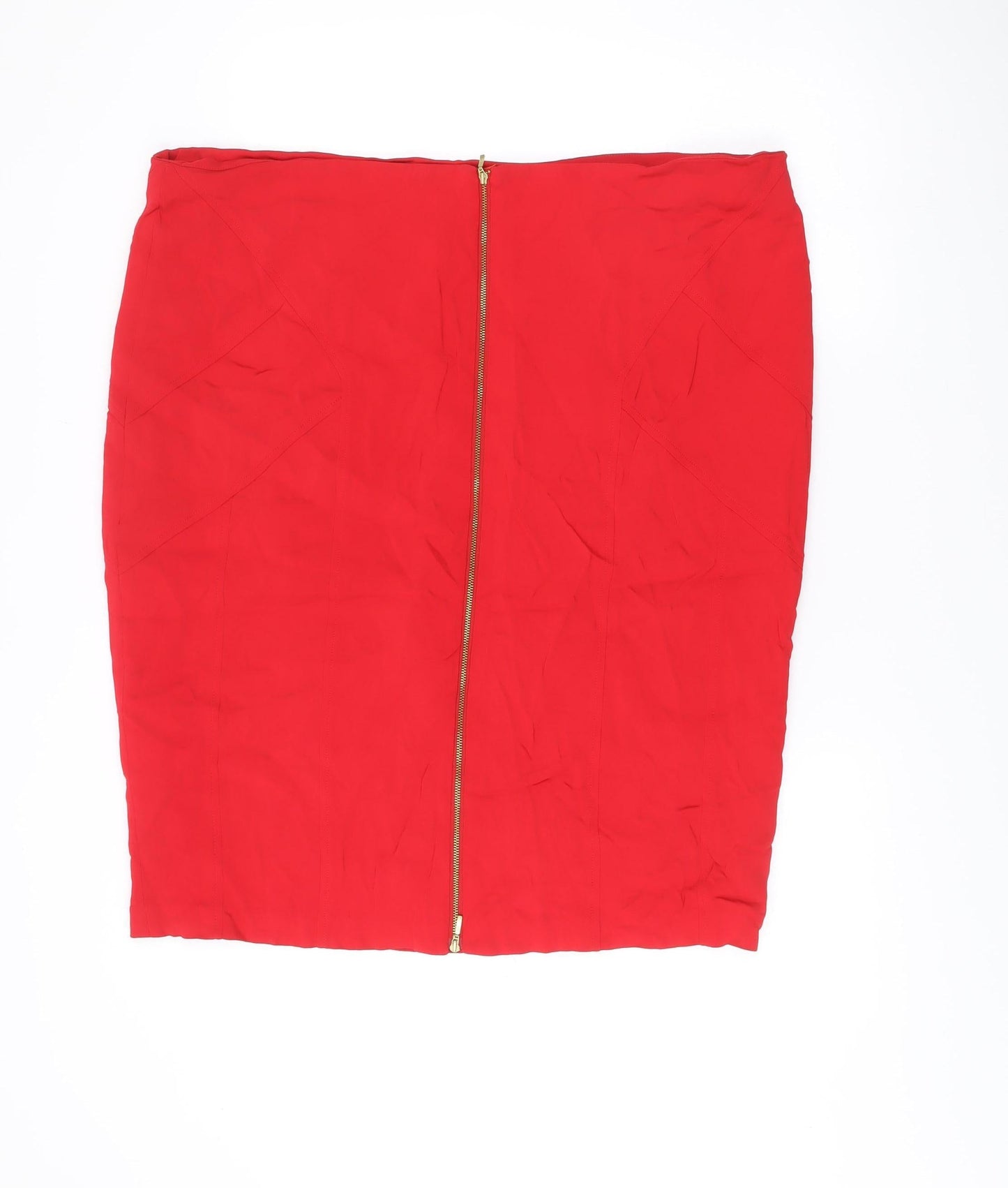 Marks and Spencer Per Una Red Pencil Skirt Women Size 22 Knee Length