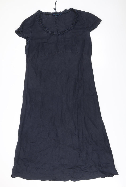 Boden Women’s Blue Linen Shift Dress Size 20 Knee Length Short Sleeve