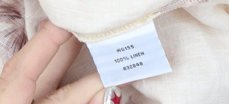 Boden Women’s Beige Floral Linen A-Line Skirt Size 20 Knee Length