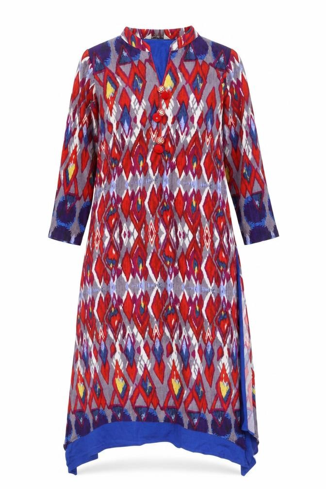 Pretty One Womens Multicoloured XL Midi Shift Dress 3/4 Sleeve V-Neck