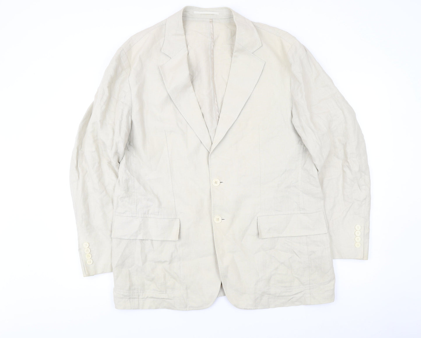 Di Caprio Womens Beige Linen Blazer Size 14 Regular Fit Jacket