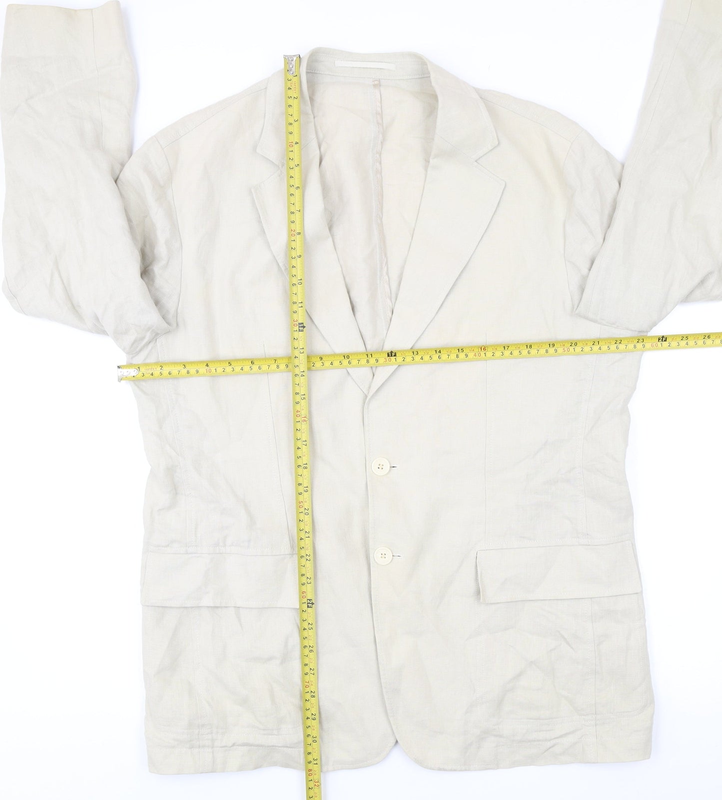 Di Caprio Womens Beige Linen Blazer Size 14 Regular Fit Jacket