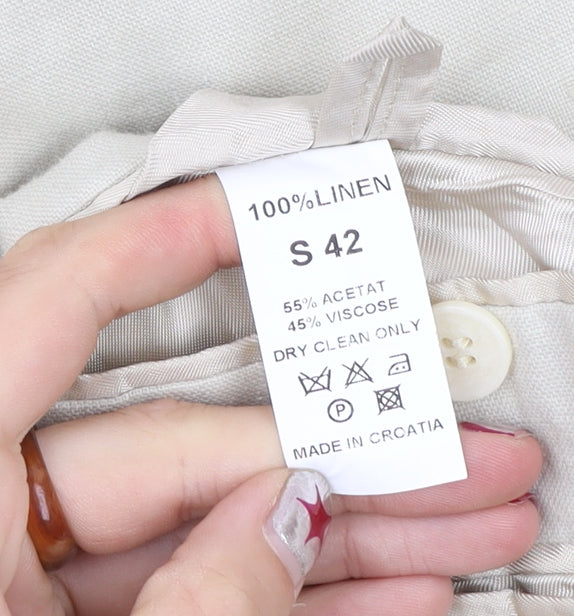 Di Caprio Womens Beige Linen Blazer Size 14 Regular Fit Jacket