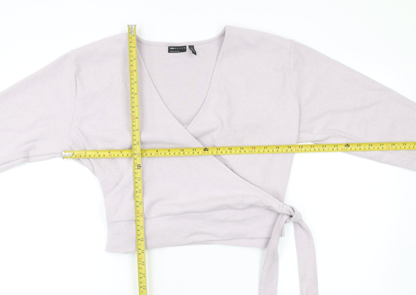 ASOS Design Women’s Grey Wrap Blouse UK 10 Long Sleeve V-Neck