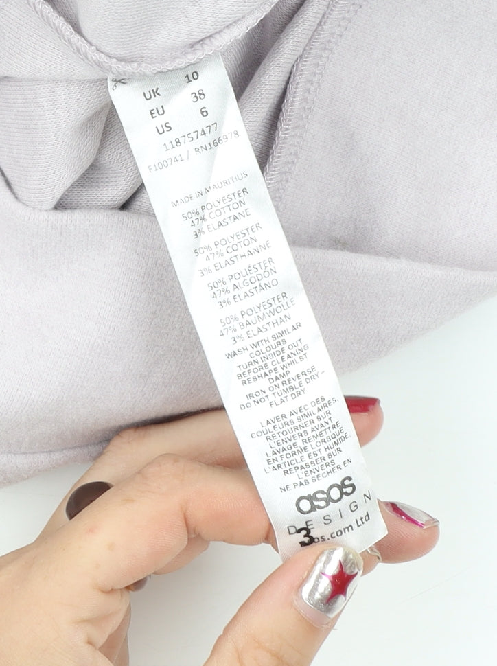 ASOS Design Women’s Grey Wrap Blouse UK 10 Long Sleeve V-Neck